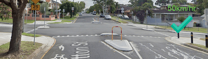 Raised intersection 50km/hr zone