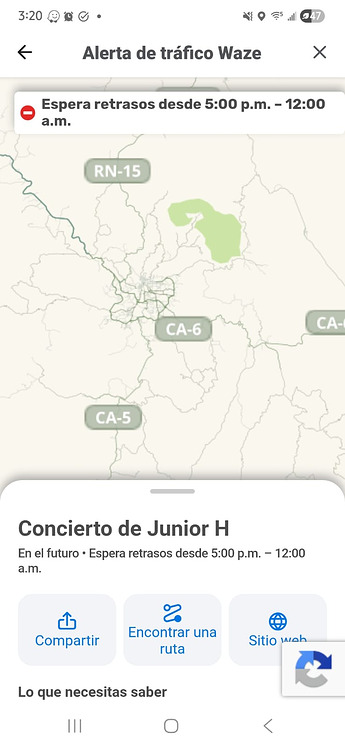 Event as displayed in client