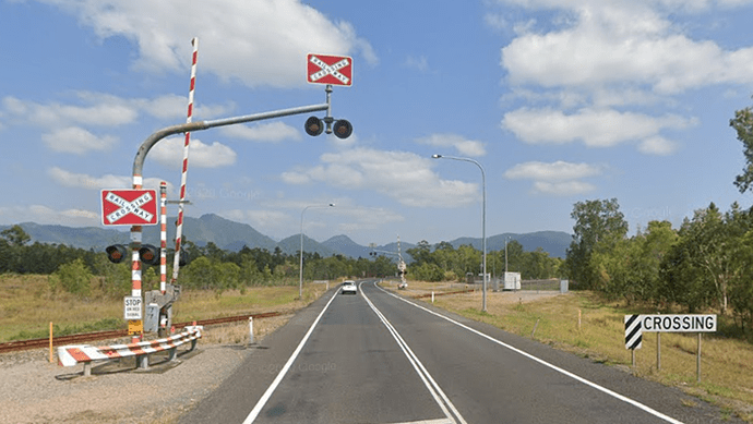 Rail Crossing With Boom Gates