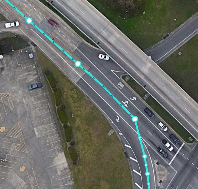 Turn replacement AGCs start at the gore, not at the solid white line