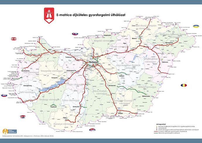 Díköteles úthálózat térképe