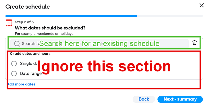 Step 2 - Search/ignore