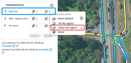 Keep left after traffic light