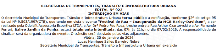 SETRAN - 022-2026 - Festival de Rua – Inauguração da MGB Harley-Davidson