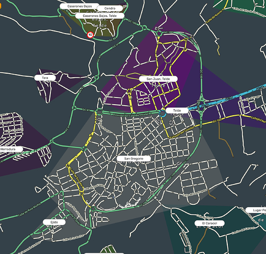 Ciudades en el mapa, he quitado la imagen satélite.