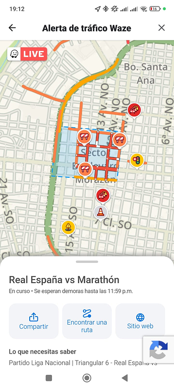 Event with closures showing the perimeter of the affected area