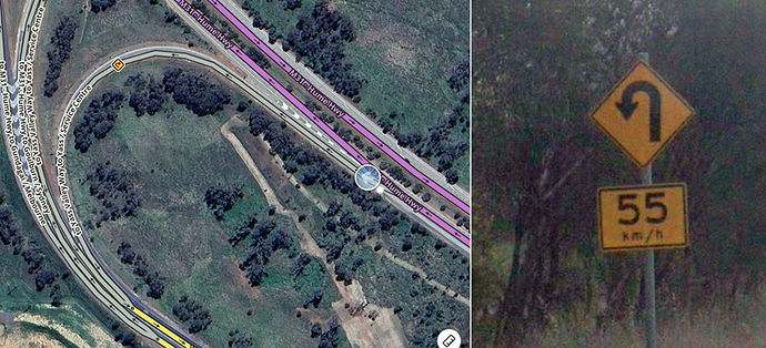 Speed drop of 55km/hr on a ramp