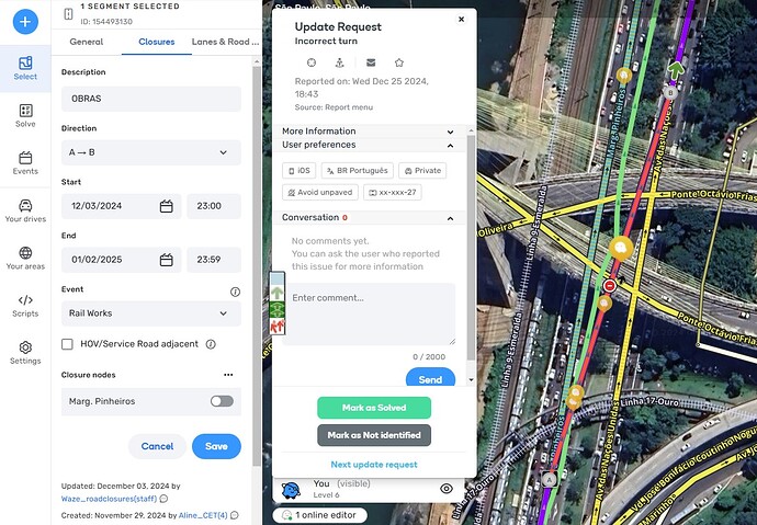 WME_Route on closure