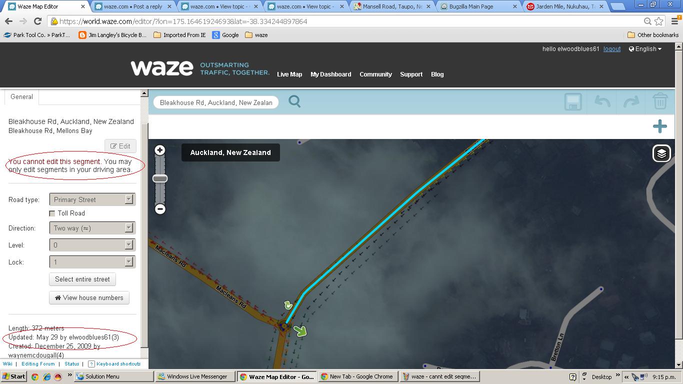waze - cannt edit seqment-howick.JPG