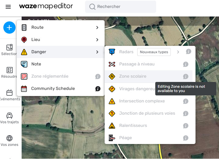 Waze création de zone scolaire