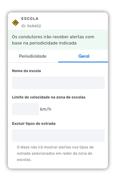 Zona de escola - Propriedades