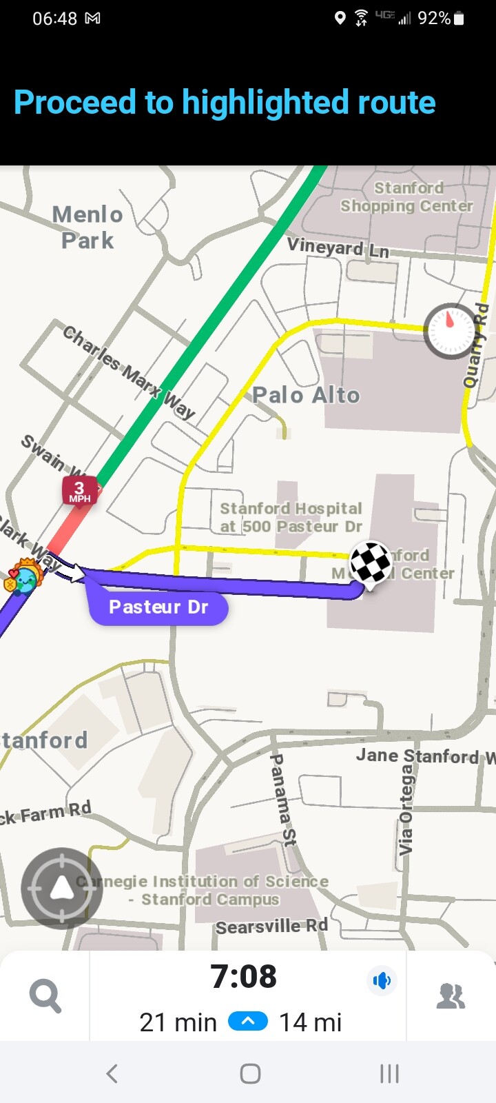 Route to Stanford Hospital at 300 Pasteur.jpg