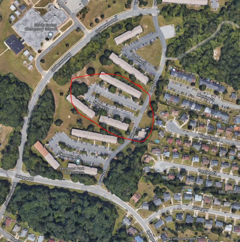 Google map view (satellite) of Fernsell Court, Rosedale MD.JPG