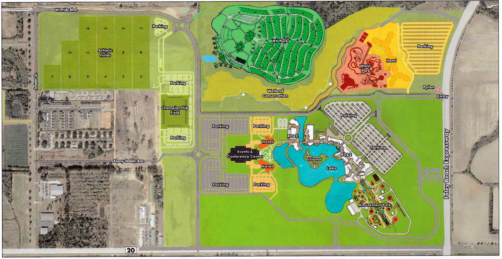 Map of new roads around the Owa resort/park in Foley - Alabama - Waze ...